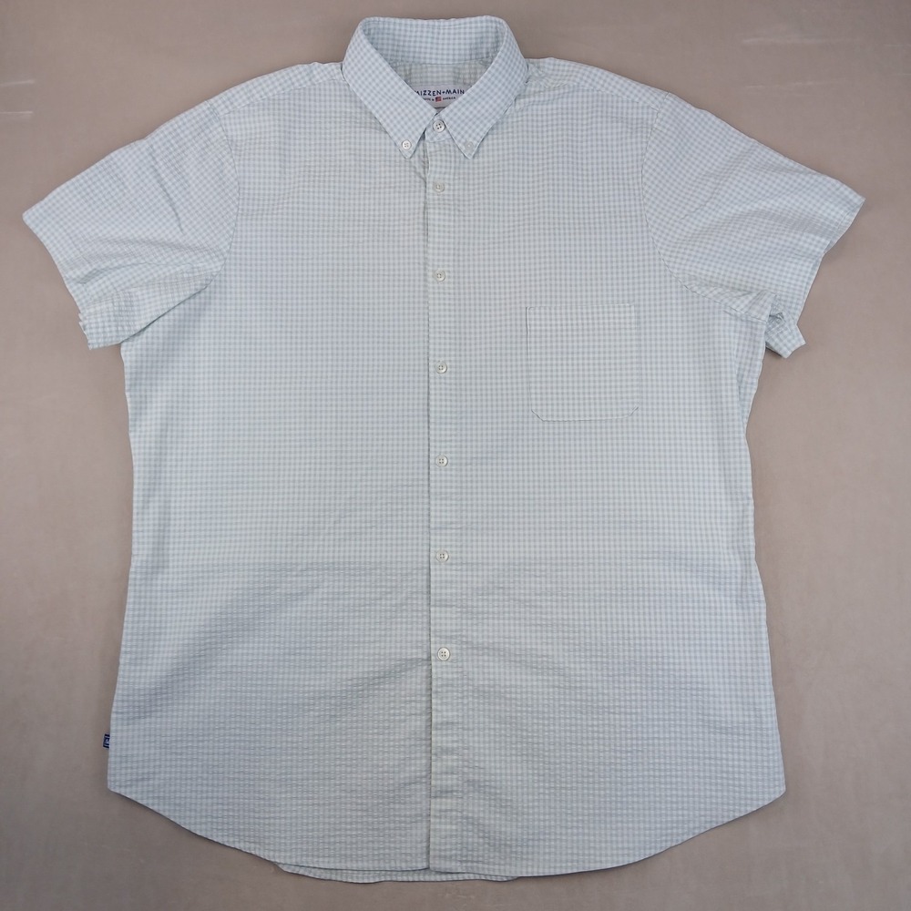 Mizzen+Main XXL Mens Shirt 26x32 Seersucker Short Sleeve Button Down
